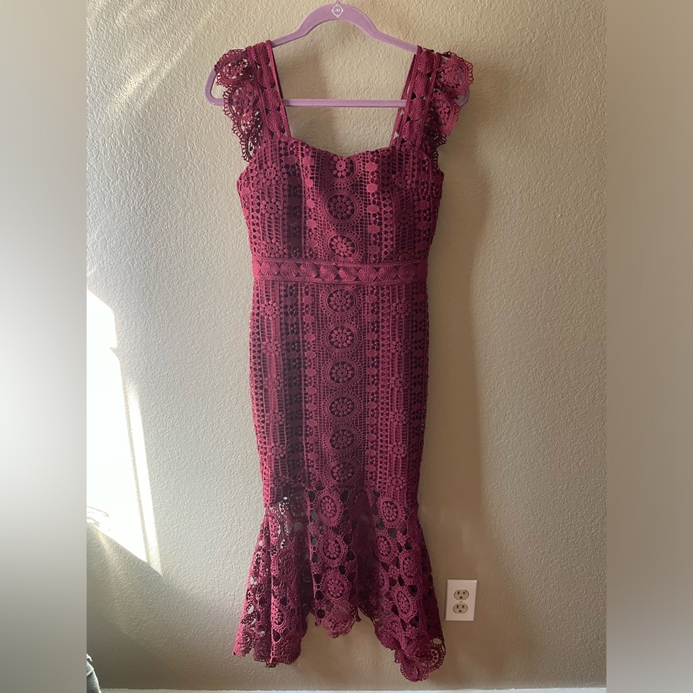 Lena red crochet lace maxi dress, size S